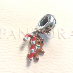 Pandora Gingerbread Man, Dangle Charm, Enamel & Cubic Zirconia #799637C01 + FREE Pandora Gift Box + Tag 