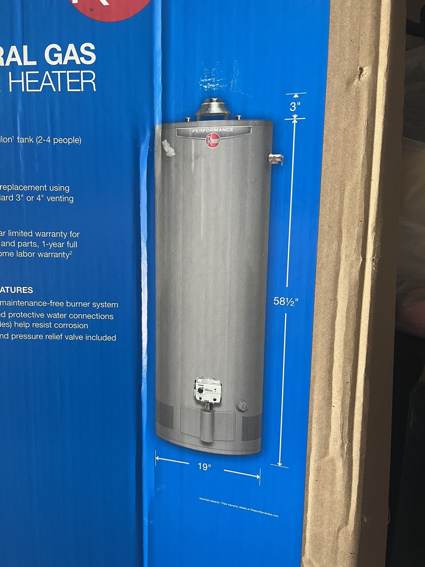 Rheem - New 40 Gal Tank Water Heater