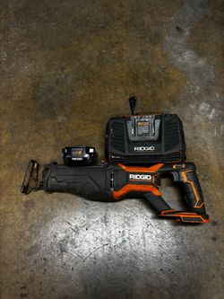 RIDGID Cordless Reciprocating Saw with Battery and Charger