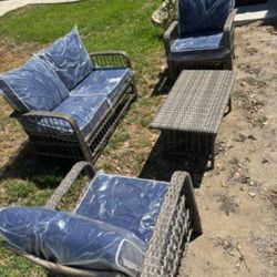 High quality 4-Piece patio furniture set deep seating cushions outdoor patio sofa set 🚎🚛🆕🚎