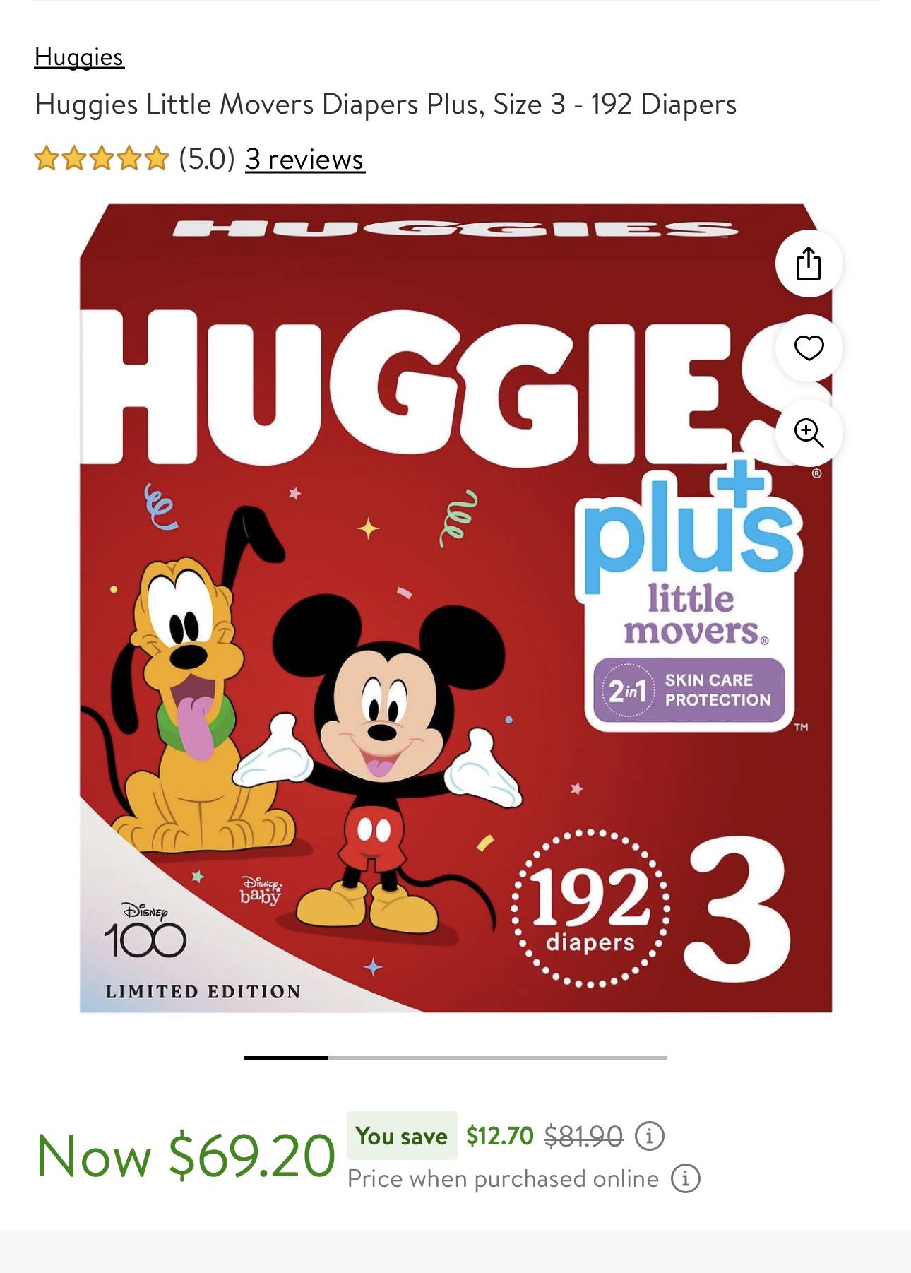 Huggies Little Movers Plus Size 3  192 Ct 