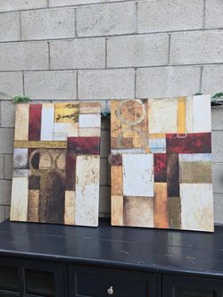 Pair of Brown Canvas Pictures