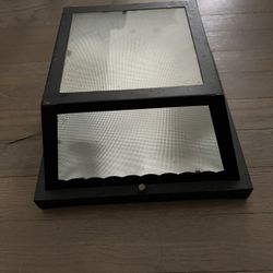 Vintage Black Framed Textured Glass Outdoor Light Fixture