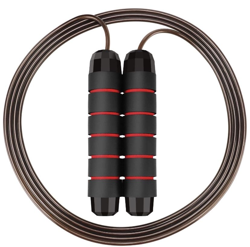 Jump Rope, Ball Bearings Tangle-Free Rapid Speed Cable Skipping Rope, Adjustable Jumping Ropes for Men, Women and Kids