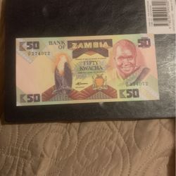 Colección /Billetes  Extranjeros ,  ZAMBIA 50FIFTY KWACHA