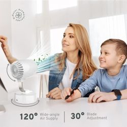  Desk Fan, Turbo Force Tabletop Fan with Aromatherapy Diffuser, 120 Degree Pivoting Head, Portable Quiet 4-speed Air Circulator Fan, Samll but Powerfu
