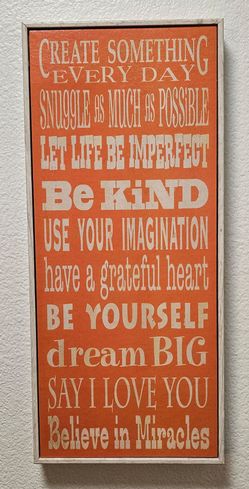 "Create Something" Sign Wood Look/Orange