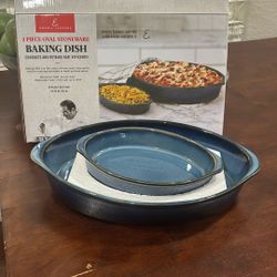 Baking Dish Set Oval Blue