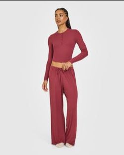 Oner Active At Home Night Bottoms - Burnt Maroon Red (Large / Regular Length) NWT