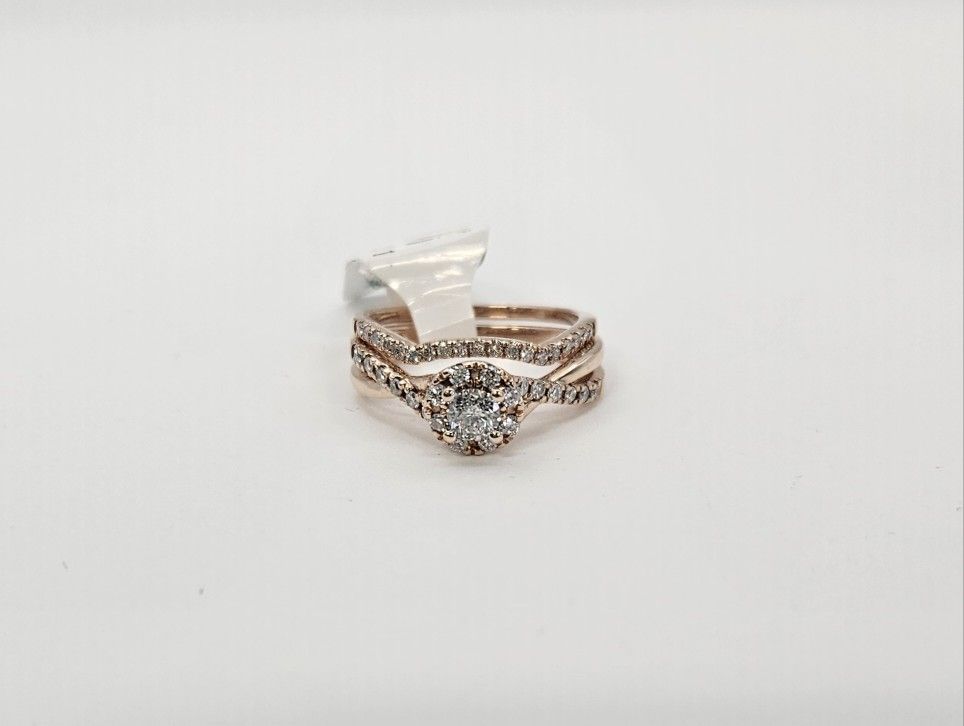 10K Rose Gold Diamond Wedding Set Size 7. 806942-1