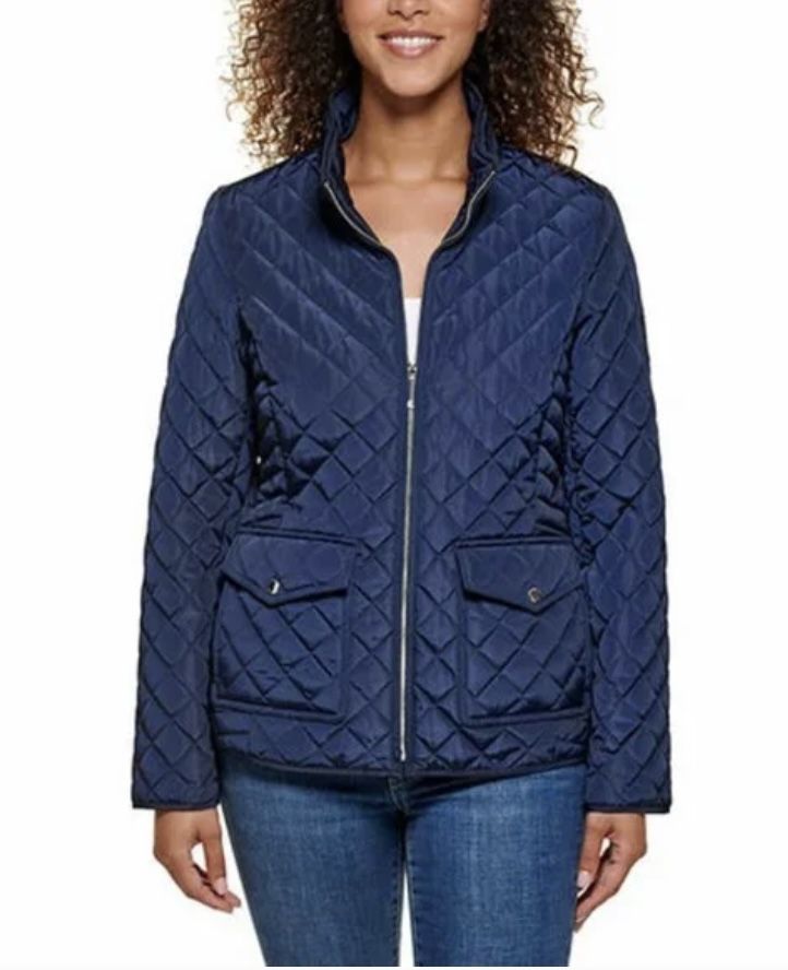 New - Tommy Hilfiger Ladies' Diamond Quilted Jacket Blue (Navy) / M