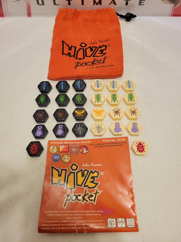 VNT Hive Pocket Strategy Tile Board Game Travel Size w/ Ladybug & Mosquito Gen 42