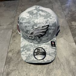 Philadelphia Eagles 2024 Salute To Service NEW ERA 9SEVENTY Arctic Camo Hat NEW