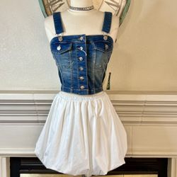 See You Monday Bubble White Mini Skirt