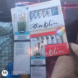 Bundle Of 4: 2 Sets Of Gamblin Handmade Oil Paints & 2 (4)Pcks Of Paintbrushes