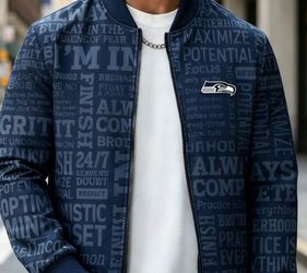 Seattle Seahawks word printed bomber jacket