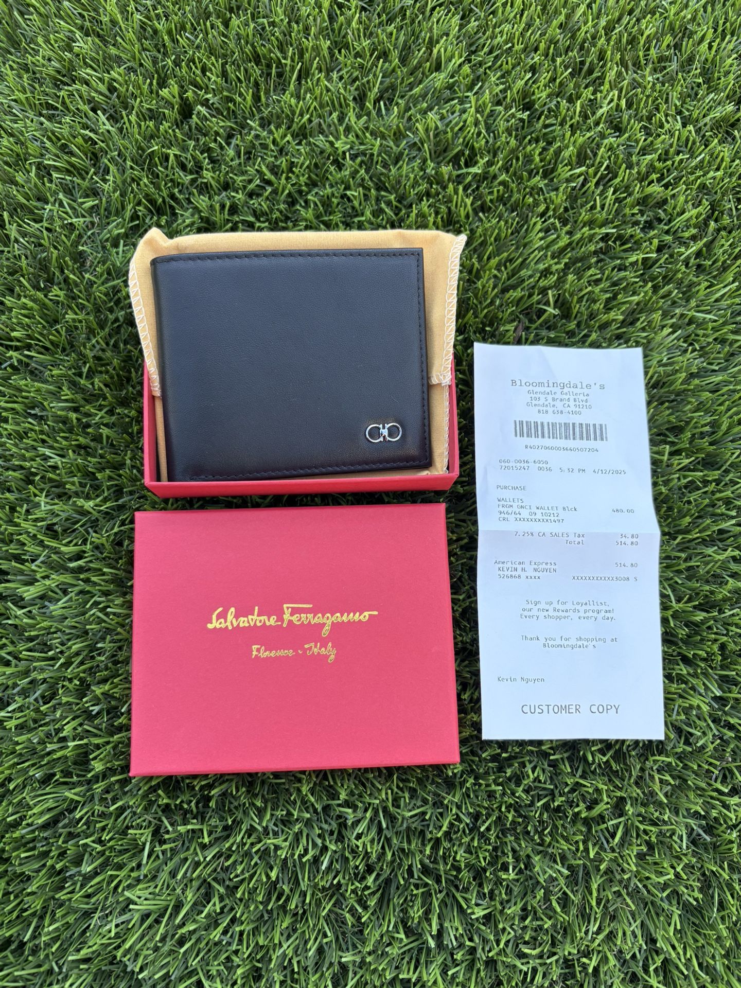Ferragamo Gancini Black Leather Bifold Wallet Brand New WITH BOX