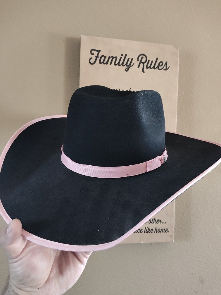 Wrangler Black Ringneck B Pink 7x Fur Cowboy Hat