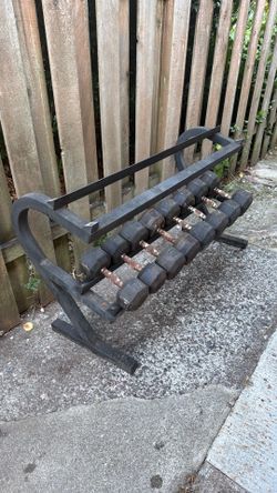 VTX  dumbbell rack and weights (35-50lbs)