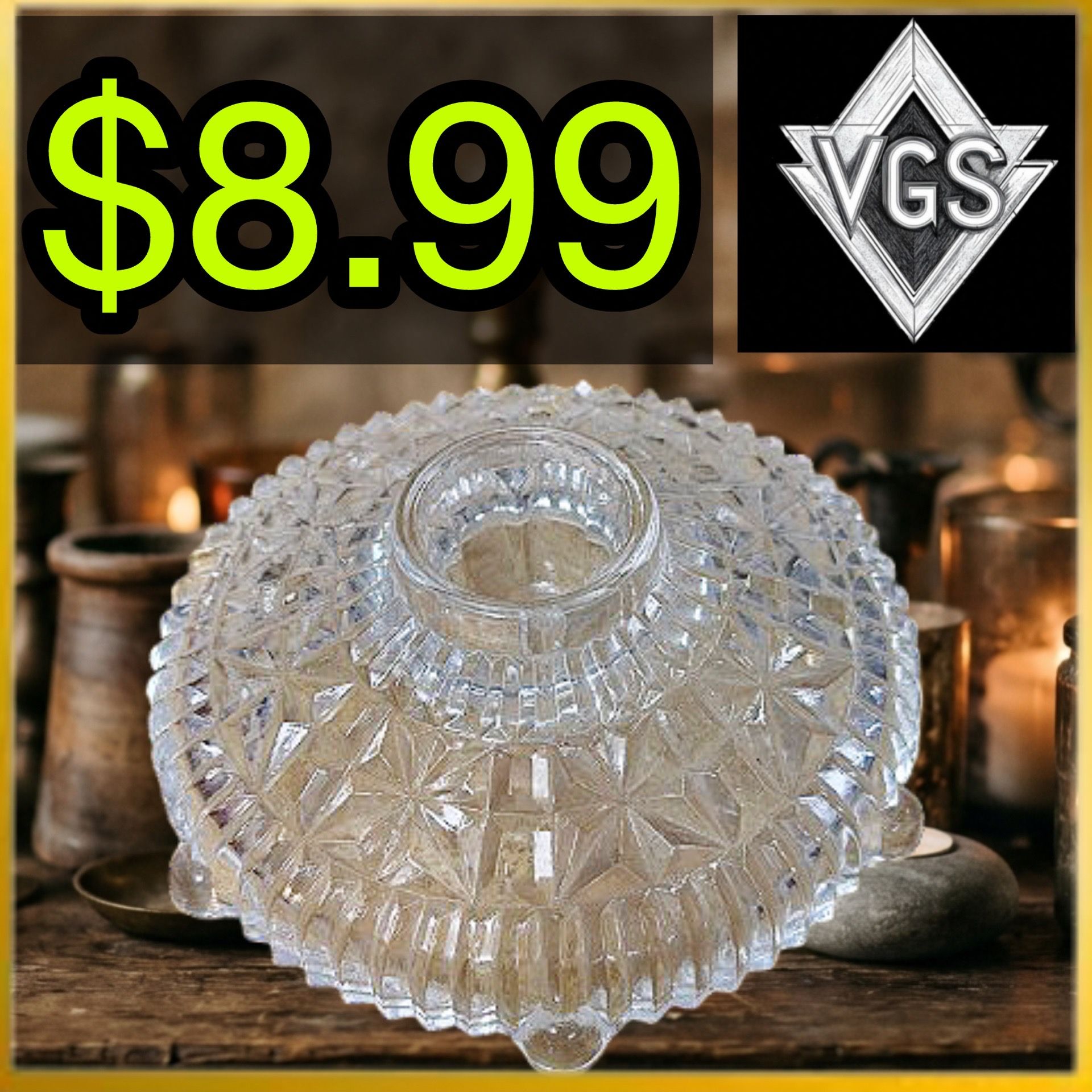 *Vintage* Pressed Glass Candle Holder Base 1970s