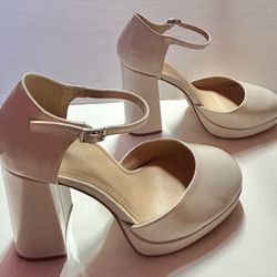 MADDEN GIRL Unaa Two Piece Block Heel Platform Ankle Strap 4” Pumps