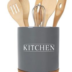Elanze Designs “Kitchen” Grey X-Large Cork Bottom Kitchen Utensil Holder