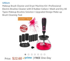 Makeup Brush Cleaner and Dryer Machine Kit I Professional Electric Brushes Cleaner with 8 Rubber Collars I Wash and Dry All Types Makeup Brushes Solu
