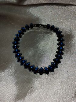 Dark Blue Sapphire ladies tennis bracelet in 925 sterling silver