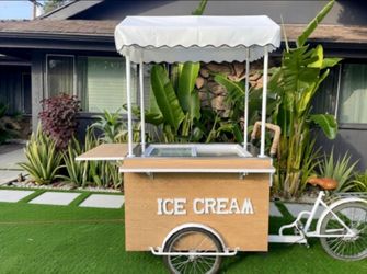 Vintage Ice Cream Bicycle Cart With Freezer