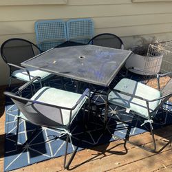 Wrought Iron Patio Set - Square Table & Four Chairs
