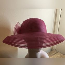 Vintage Betmar Sunday Best Hat! Beautiful sheer royal pink textile with a bow