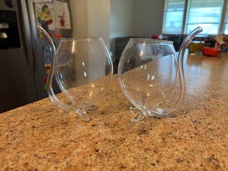 Glass Wine Sipping Glasses with Built-In Straw – Set of 2