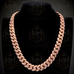 Rose Gold Miami Cuban Link Solid Heavy Gold Plated Chain