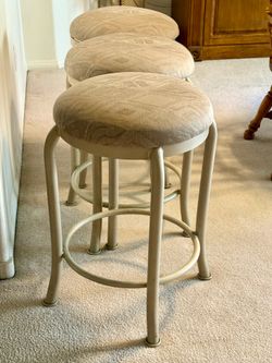 3 Counter Stools / Bar Stools - Upholstered Beige