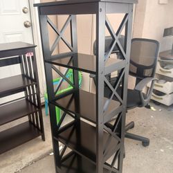 5-Tier Farmhouse Bookcase for Living Room, Modern Family Room Media & Display Storage Organizer for Home Office Library, Tall Shelving Unit, Black