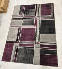 Purple and Gray Geometric Area Rug