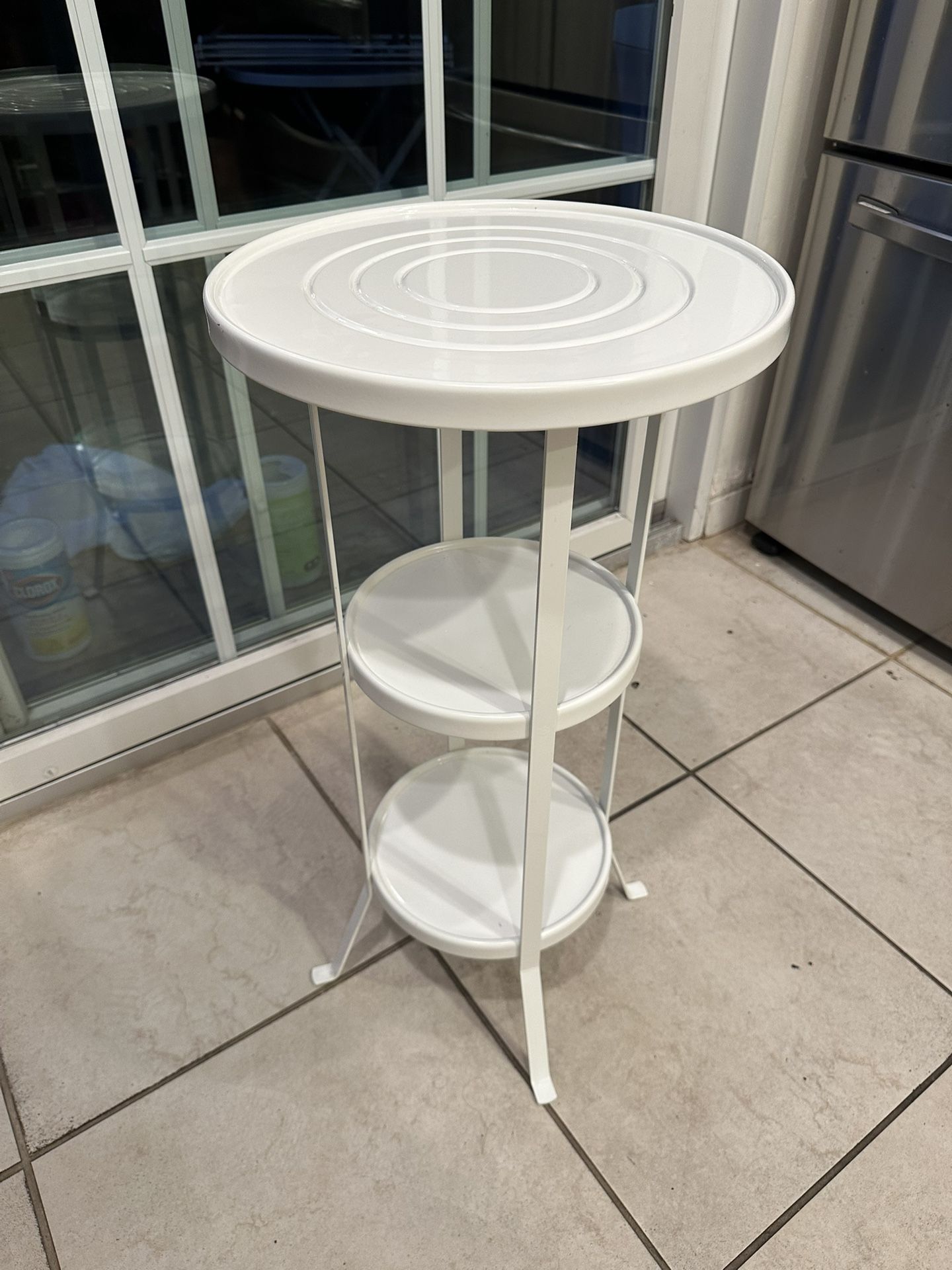 Three tier metal side table