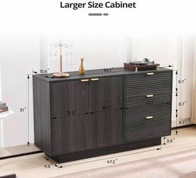 BLACK FLUTED SIDEBOARD | 3-DRAWER + Cabinet Storage | Modern