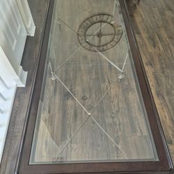 Long Coffee Table With Beveled Glass.