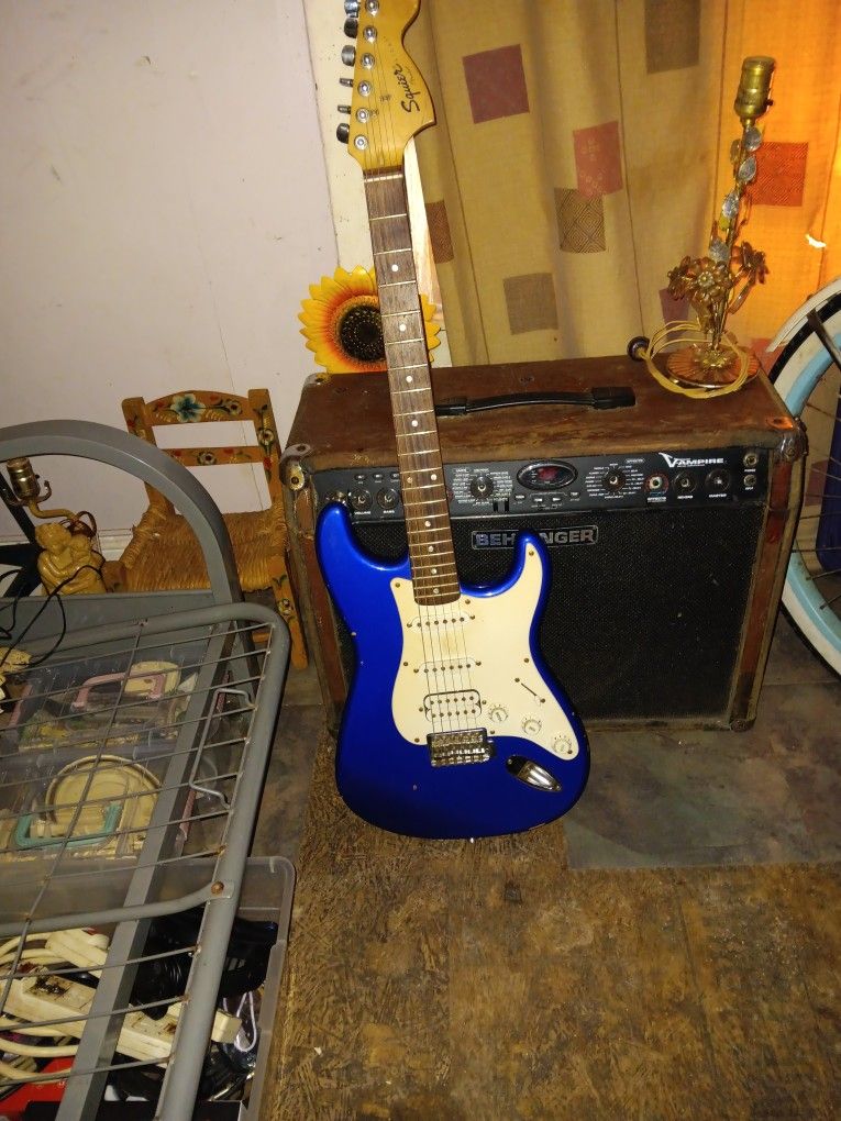 Electric Guitar Squier Strat Blue/will Trade For Iphone 11 12 Or 13or Galaxy