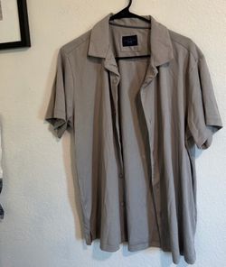 Theory Gray Isak Lucent Jersey Short Sleeve Button Up Shirt SIZE M
