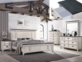 NEW White Antiqued Finish BED ROOM SET💥NO CREDIT NEEDED $10 Down