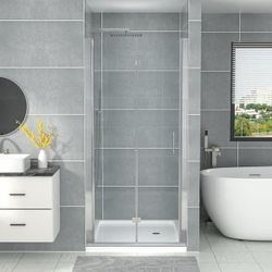 30X72” 30-31.5”W x 72”H Frameless Pivot Shower Door,Chrome Finish,1/4” (6mm) SGCC Clear Tempered Glass,Panel Pivot Swing Shower Doors,Reversible Insta