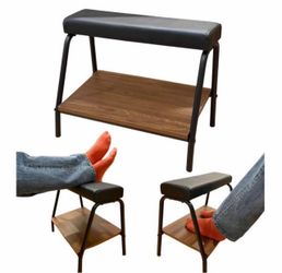 Leg Rest Footrest Stool with Wood Shelf
