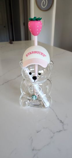 Starbucks Pink Bear Bearista glass cup