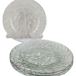 4 piece Glass Dinner Plates Vintage Embossed Grape Leaves Kig Indonesia