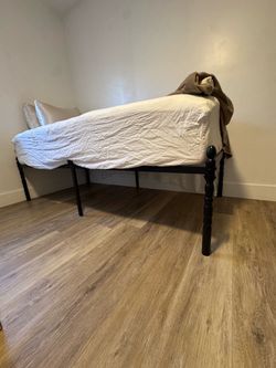 Twin xl bed , bed frame and mattress topper