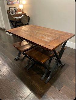 Rectangular brown wooden dinning table