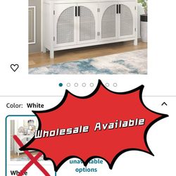 Wholesale Modern 58'' Sideboard Buffet Cabinet, Kitchen Storage Cabinet with Artificial Rattan Door and Metal Handles Entryway Console Table with Adju