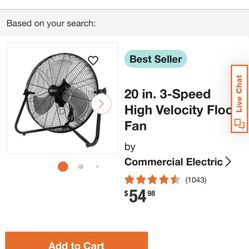 20 in. 3-Speed High Velocity Floor Fan